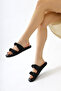 Nessa Black Patent Leather Knitted Strap Women's Slippers Opportunity Product - 3