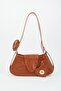 Women's Lotus Tan Baguette Wallet Design Faux Leather Snap Closure Hand and Shoulder Bag - 5