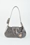 Women's Silver Baguette Wallet Design Faux Leather Snap Closure Hand And Shoulder Bag