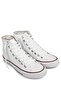 White Linen Laced Women's Daily Sports Boots Flat Sole Linen Sneaker 35777 - 2