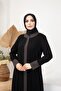 Leopard Patterned Zippered Black Medina Silk Robe - 2