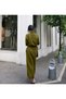 Barbora Linen Casual Comfortable Waist Tie Detailed Long Sleeve Dress Ln07Haki12