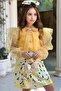 Girl's Buttoned Transparent Detailed Yellow Skirt Suit - 4