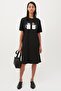 Milk and Simple Black Crew Neck Short Sleeve Above Knee Mid Length Combed Cotton Dress