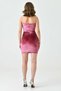 Women's Velvet Fabric Stone Strap Design Double Breasted Collar Slit Detailed Mini Dried Rose Evening Dress582691 - 3