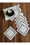 6 Pcs Suitable for Etamine Embroidery Black Embroidered Square Coffee Side Napkin, Cocktail Presentation Napkin
