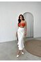 White Satin Midi Women's Skirt - 5