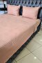 Satin Elegant Dobby Double Duvet Cover Set Brown