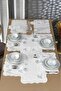 Viktori Linen Embroidered American Service Set 19 Pieces Silver