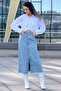 Ice Blue Tasseled Button Detailed Jean Denim Skirt - 2