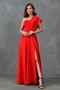 Red Scuba Fabric One Shoulder and Slit Design Strapless Neck Maxi Dress582754