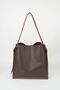 Respected Bitter Brown Suede Soft Leather Large Size Shopper Bag with Snap Fasteners and Zippered Inner Compartment - 2