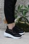 Flet 207 Black and White Zippered Lace-Up Wedge Sole Women's Sports Shoes