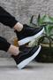 Flet 207 Black and White Zippered Lace-Up Wedge Sole Women's Sports Shoes - 5