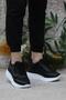 Flet 207 Black and White Zippered Lace-Up Wedge Sole Women's Sports Shoes - 2