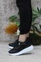 Flet 207 Black and White Zippered Lace-Up Wedge Sole Women's Sports Shoes - 3