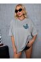 Ark Moda Women's Gray Blue Butterfly Printed Tshirt - 2