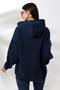 Hooded Oversize Sweatshirt with Raised Zipper 21618 Dark Blue - 4