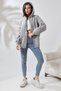Hooded Oversize Sweatshirt with Raised Zipper 21618 Gri̇melanj