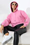 Hooded Crop Wide Fit Sweatshirt 21653 Pink - 3