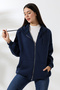 Hooded Oversize Sweatshirt with Raised Zipper 21618 Dark Blue - 2