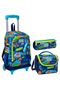 Cobalt blue Grafiti Triple Rickshaw Lighted Wheeled Bag Set - Boy