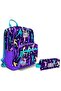 Four-Compartment Middle School Backpack and Pencil Case Set - Purple Volleyball - Girls'