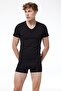 Men's Black V-Neck Short Sleeve Modal T-Shirt Body 032 - 2