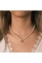 Valentine's Day, Birthday: Heart Detail Zircon Embellished Pearl Fashion Necklace - 2