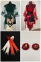 Red Bridal Veil Set, Groom Shoulder Covering, Jewelry Ribbon, Hand Rose, Henna Veil Shawl,10 Pieces