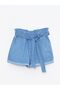 High Waist Paperbag Flat Pocket Detailed Paperbag Women's Jean Shorts - 6