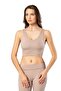 Women's Ribbed Diving Fabric Thick Strap Padded 2-Piece Half Tank Top (Black- Stone Gray) - 3