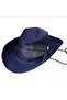 Snap Buttoned Hiking and Hunting Panama Hat (With Mesh) (Unisex) (Navy Blue) - 4