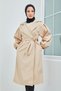 Stylish Balloon Sleeve Waist-Tied Trench Coat - 2