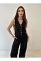 Pera Linen Gold Buttoned 2-Piece Vest Trousers Set - 2