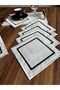 6 Pcs Suitable for Etamine Embroidery Black Embroidered Square Coffee Side Napkin, Cocktail Presentation Napkin - 3