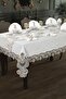 Gülfem 8-Person Tablecloth Set Cream Cappucino