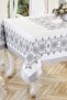 مفرش طاولة سلطان مطبوع بغرز متقاطعة باللون الفضي - 3