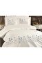 Silk Embroidered Double Duvet Cover Set Cream - Blue