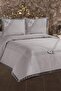Poppy Quilted French Laced Bedspread Gray