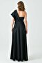 Women's Black Stretchy Diving Fabric Single Shoulder Slit Detailed Maxi Dress582754 - 3