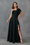 Black Scuba Fabric One Shoulder and Slit Design Strapless Collar Maxi Dress582754 - 7