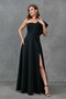 Black Scuba Fabric One Shoulder and Slit Design Strapless Collar Maxi Dress582754 - 4