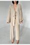 Stone Color Beaded Kimono Linen Set - 2
