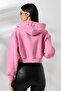 Hooded Crop Wide Fit Sweatshirt 21653 Pink - 4