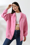 Hooded Oversize Sweatshirt with Raised Zipper 21618 Pink