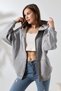 Hooded Oversize Sweatshirt with Raised Zipper 21618 Gri̇melanj - 2