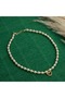 Valentine's Day, Birthday: Heart Detail Zircon Embellished Pearl Fashion Necklace - 3