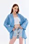 Women's Cotton Flam Blue Kimono - 4