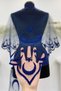 Navy Blue Henna Veil, Bridal Veil Set Groom Shoulder Cover Shawl Hand Rose 8 Piece Set - 3